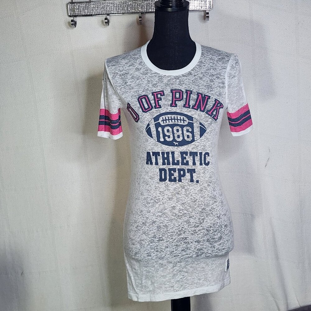 Victoria's Secret U of Pink Vintage Poly Cotton SS 1986 Athletic Dept Jersey XSm